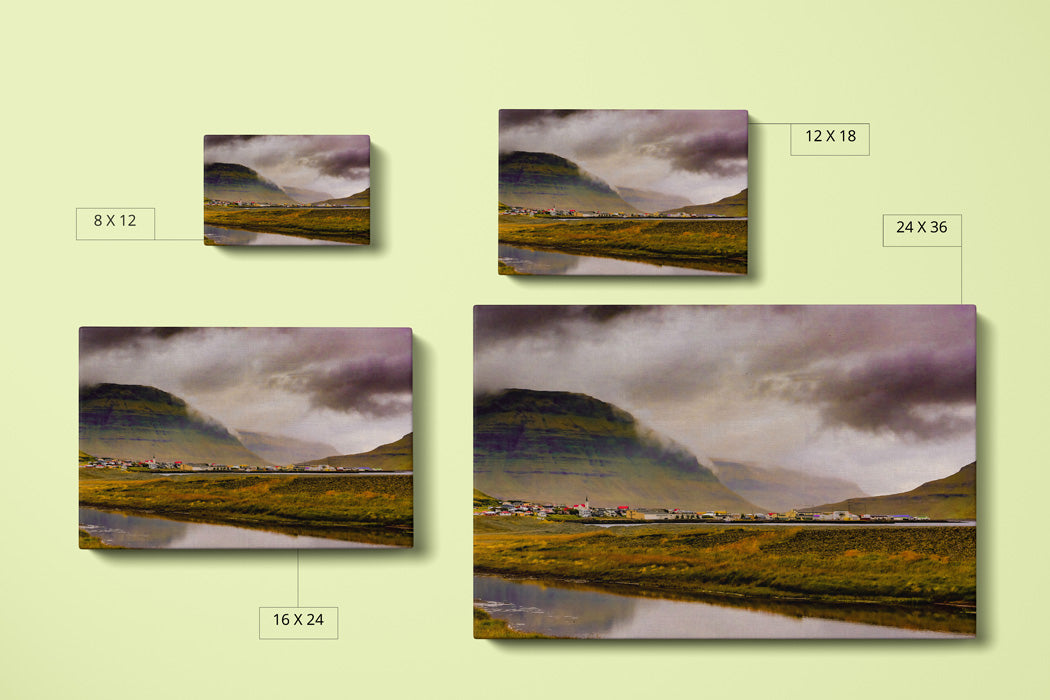 Icelandic Town Canvas Art Print - Canvas Comparison - Andrew Moor Photography
