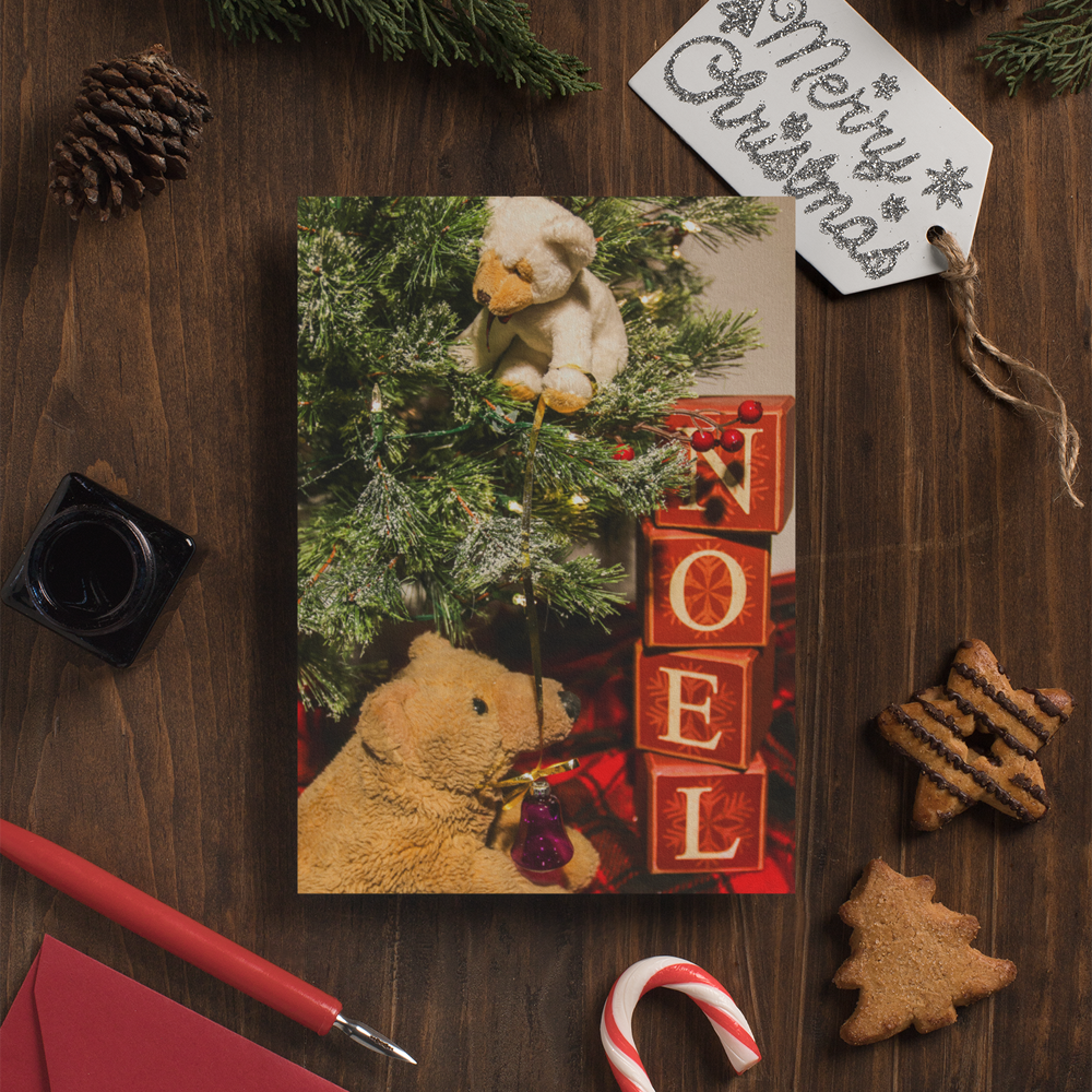 Biff and Barry Tree Trimming Holiday Card